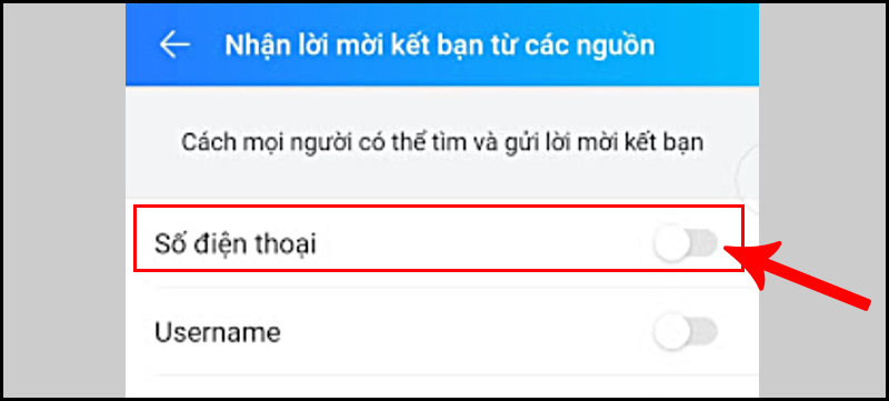 Tắt nhận lời mới kết bạn từ số điện thoại